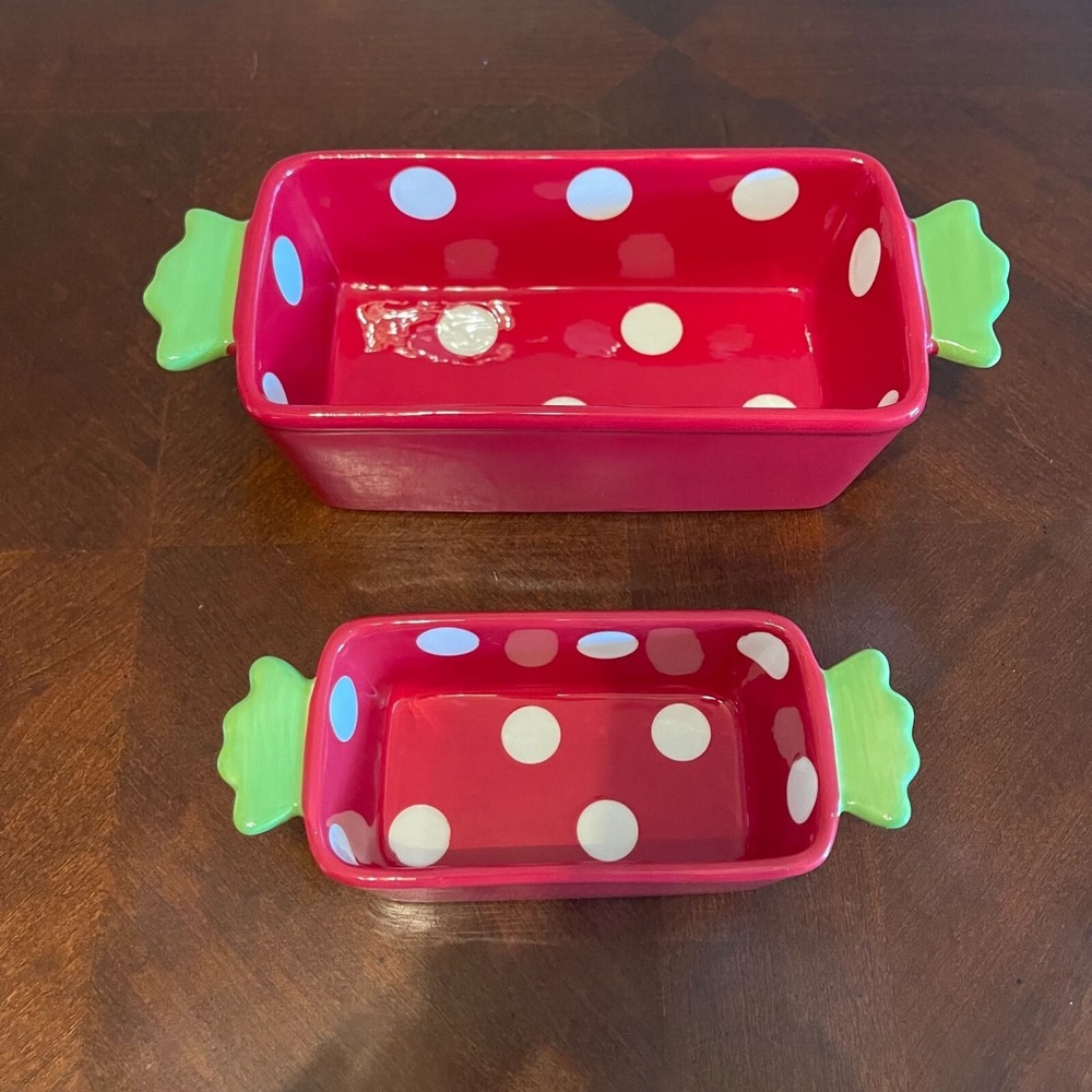 candy Polka Dot‎ loaf pan oven holiday  Red & White Bakeware Set Of 2